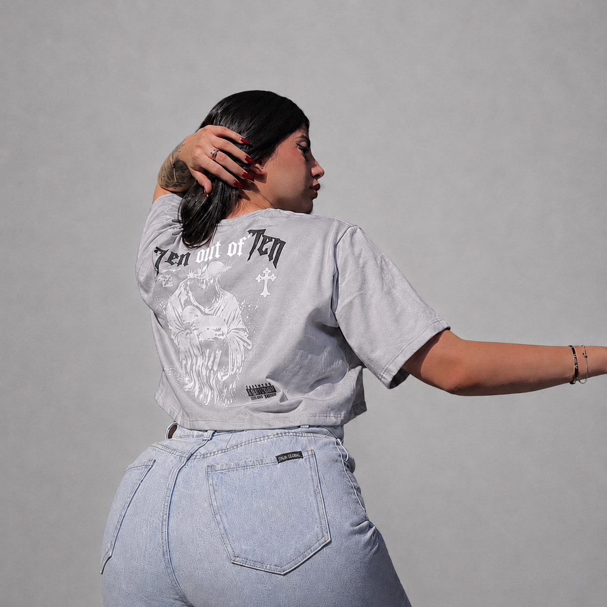 Camiseta Crop Top Boy Gris